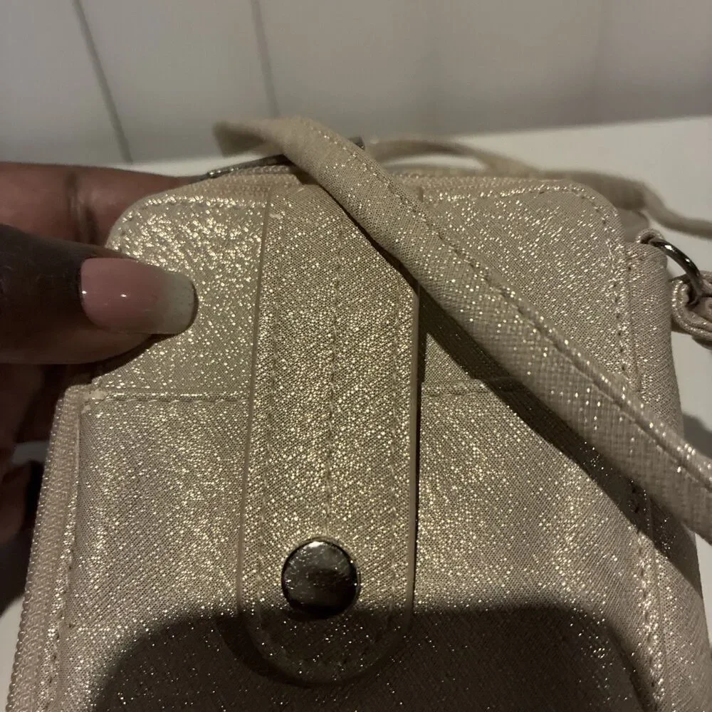 Kelly & Katie Glitter Crossbody Wallet-Champagne Gold-